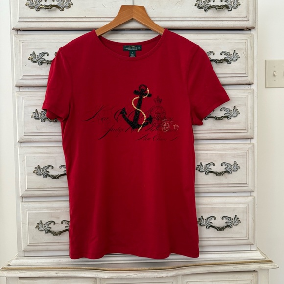 Ralph Lauren Red Anchor Nautical Top - Picture 1 of 4